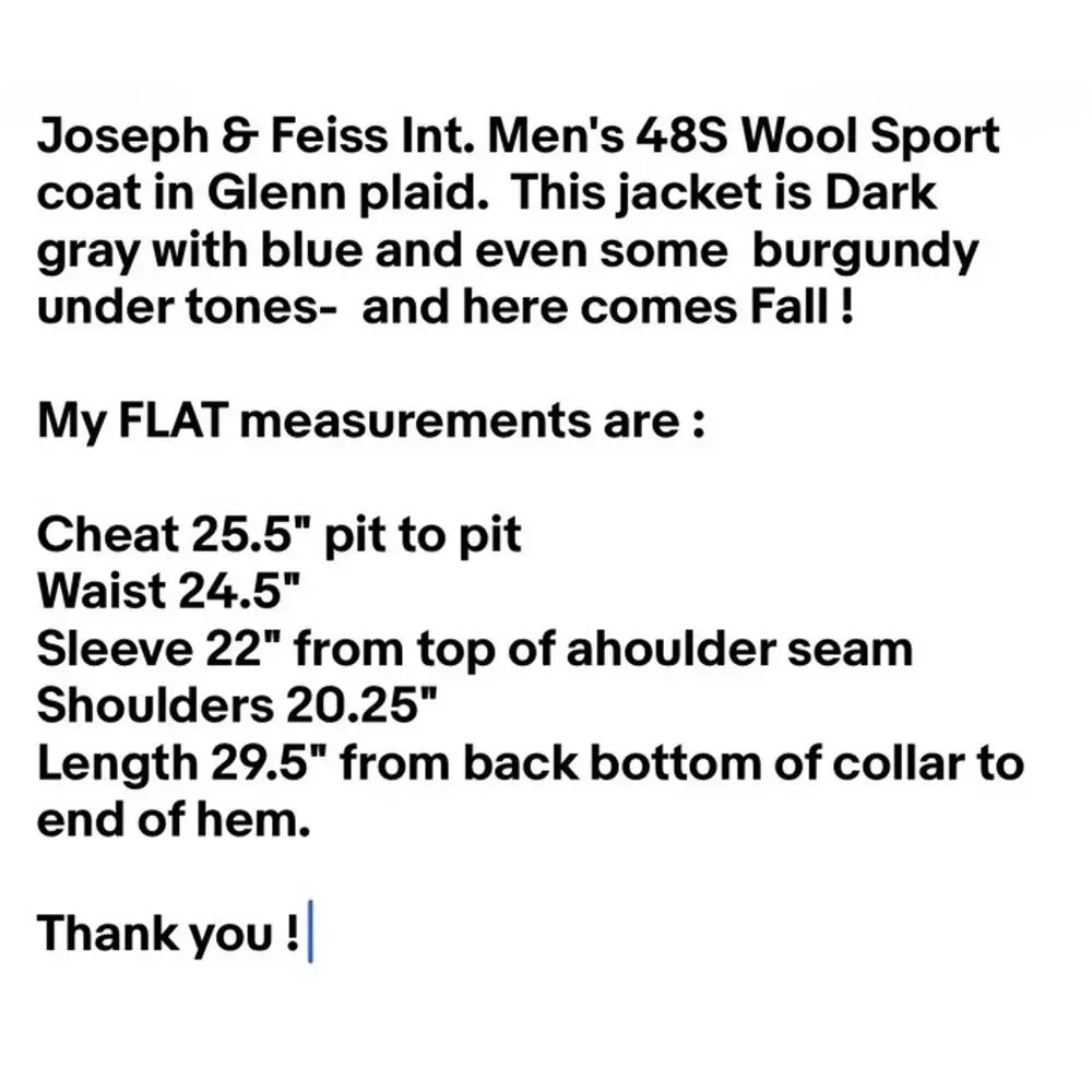 Joseph & Feiss Men 48S Glenn Plaid Wool Charcoal slate blue